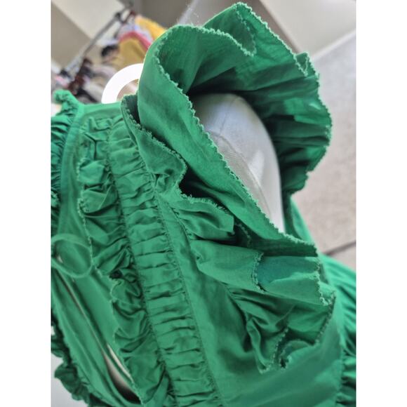 Carolina Constas Womens Designer Green Ruffled V-neck Shift Dress Small - Picture 5 of 7